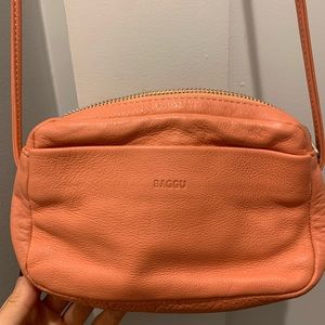 Baggu Pink Milled Leather Crossbody Bag. Great condition!